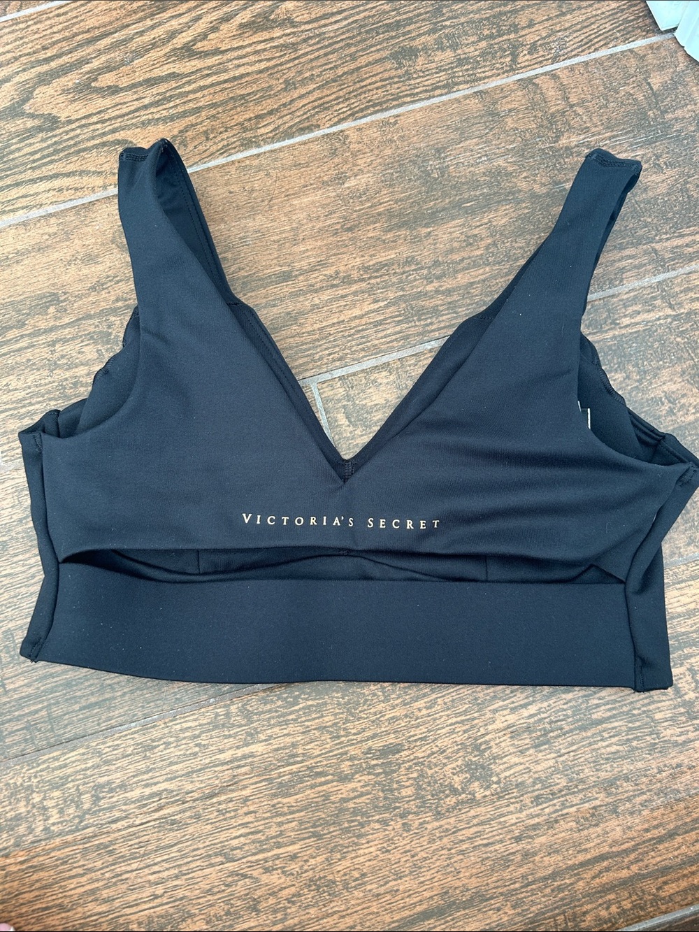 Victoria's Secret Black V-Neck Logo Sports Bra